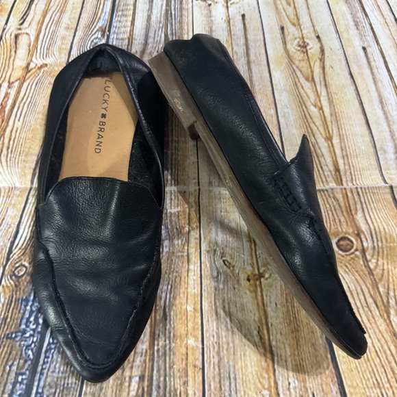 Lucky Brand Black Leather Slip-On Loafers Womens Size 8 - Picture 1 of 5